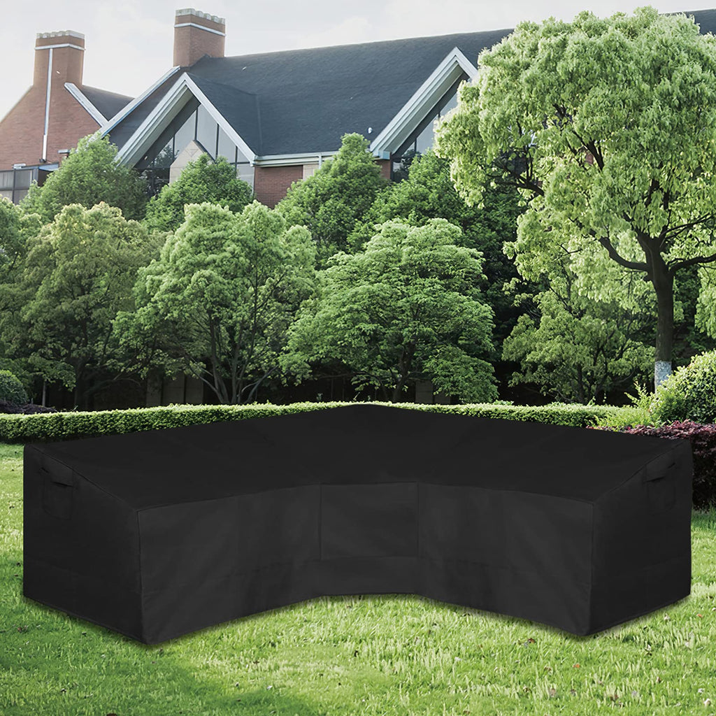 Easy-Going Patio V-Shaped Sectional Sofa Cover, Waterproof Outdoor Sectional Cover,Heavy Duty Garden Furniture Cover With Air Vent 118' L (On Each Side) X 33.5' D X 31' H, Black