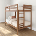 Grain & Grove Bear Twin Over Twin Bunk Bed, Sturdy Bunk Bed Frame for Kids, Plywood Bunk with Ladder, Guardrail, and Slats, No B