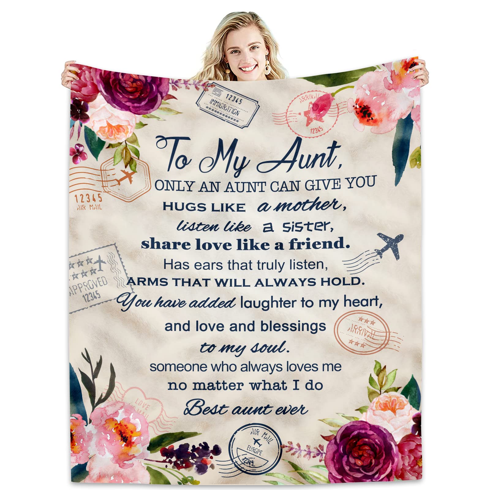 Hcoviv Aunt Gifts Blanket|Best Aunt Ever Gifts|Gifts For Aunt From Nephew, Niece| Aunt Gifts From Niece|Aunt Birthday Gift|Birth