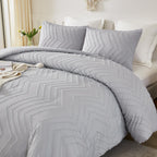 Litanika Light Grey King Comforter Set, 3 Pieces Lightweight Gray Tufted Bedding Sets, Down Alternative Comforter Fluffy Bed Set
