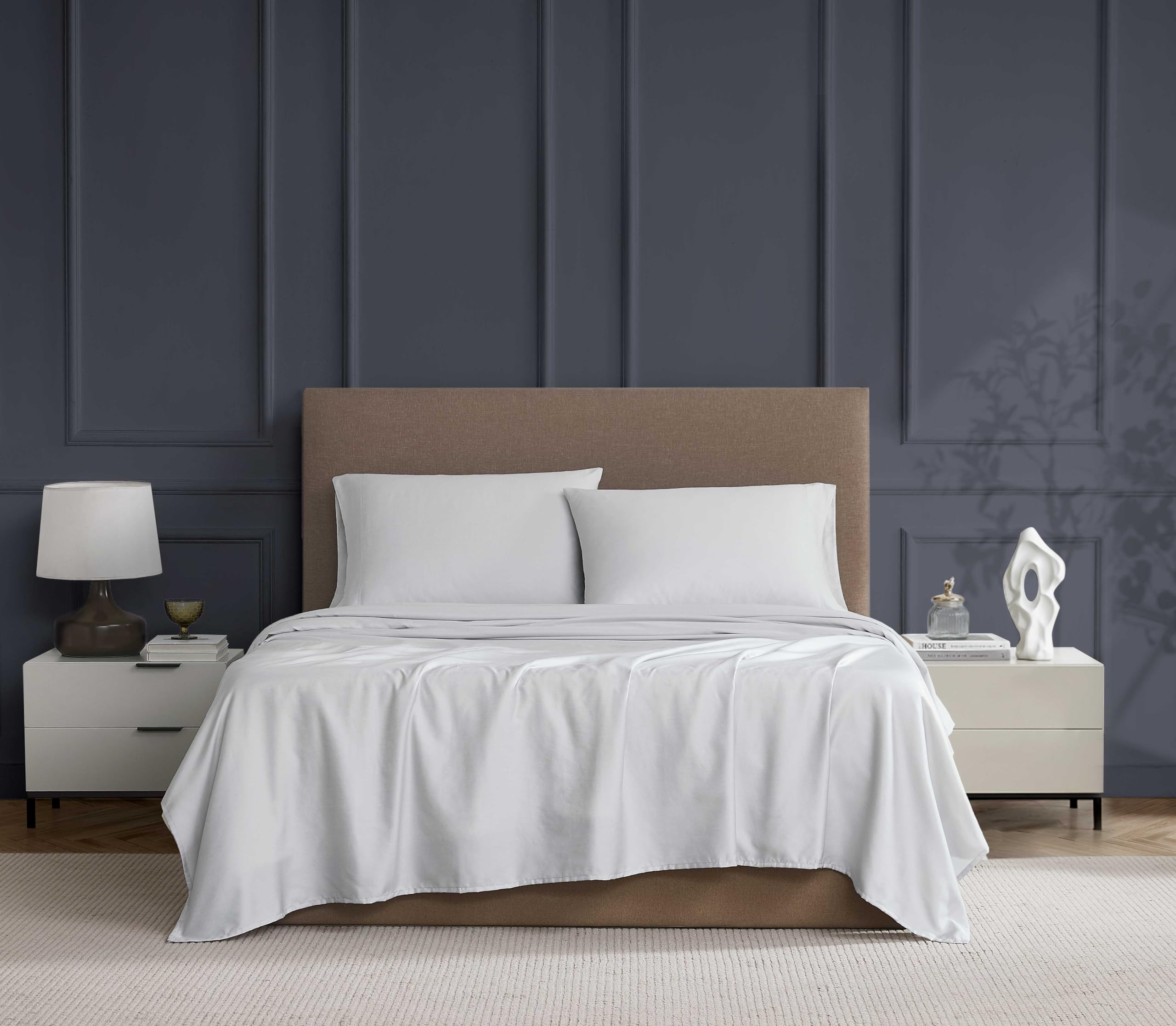 Linen Closet Luxury Cotton 600 Thread Count Performance Cotton 4-Piece Sheet Set, Full, Gray