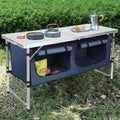 JOUYEK Camping Table, Folding Camping Table with Storage, Portable, Lightweight, 3 Height Adjustable Aluminum Outdoor Table for 