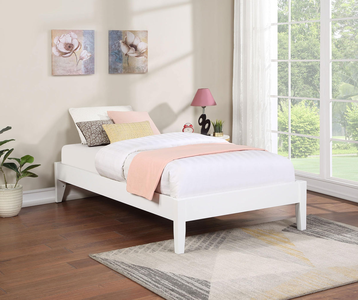 Coaster Home Furnishings Hounslow Contemporary Full Size Pine Wood Platform Bed Frame Headboard Compatible Bed Base White 306128F