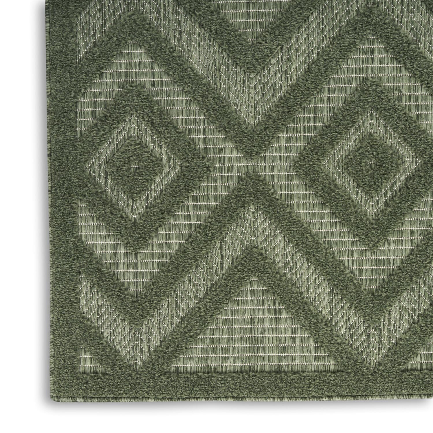 Nourison Versatile Indoor/Outdoor Green 5' X 7' Area Rug, Easy Cleaning, Non Shedding, Bed Room, Living Room, Dining Room, Backyard, Deck, Patio (5X7)