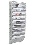 Pag Hanging Wall File Holder Organizer Mail Sorter Literature Rack For Office, 10 Pockets, Silver