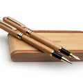 Zenzoi Wood Pen Set - Bamboo Fountain Pen W/Fine Nib & Rollerball Pen. Smooth Writing, Refillable, Vintage, Crafted, Journaling