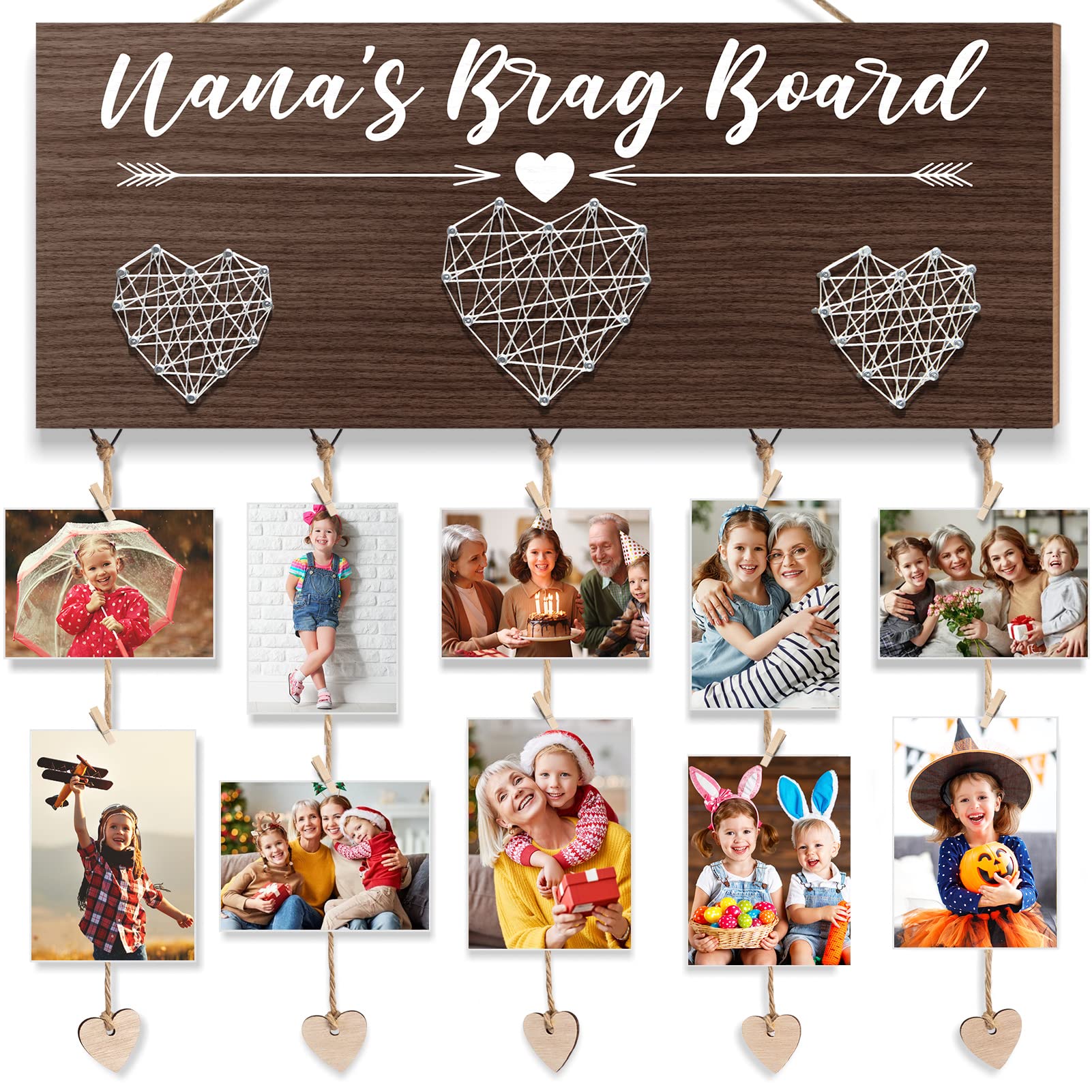 Nanas Brag Board Grandma Gifts Valentines Day Gifts for Grandma Picture Frame, Birthday Grandma Gifts from Grandchildren Grandd