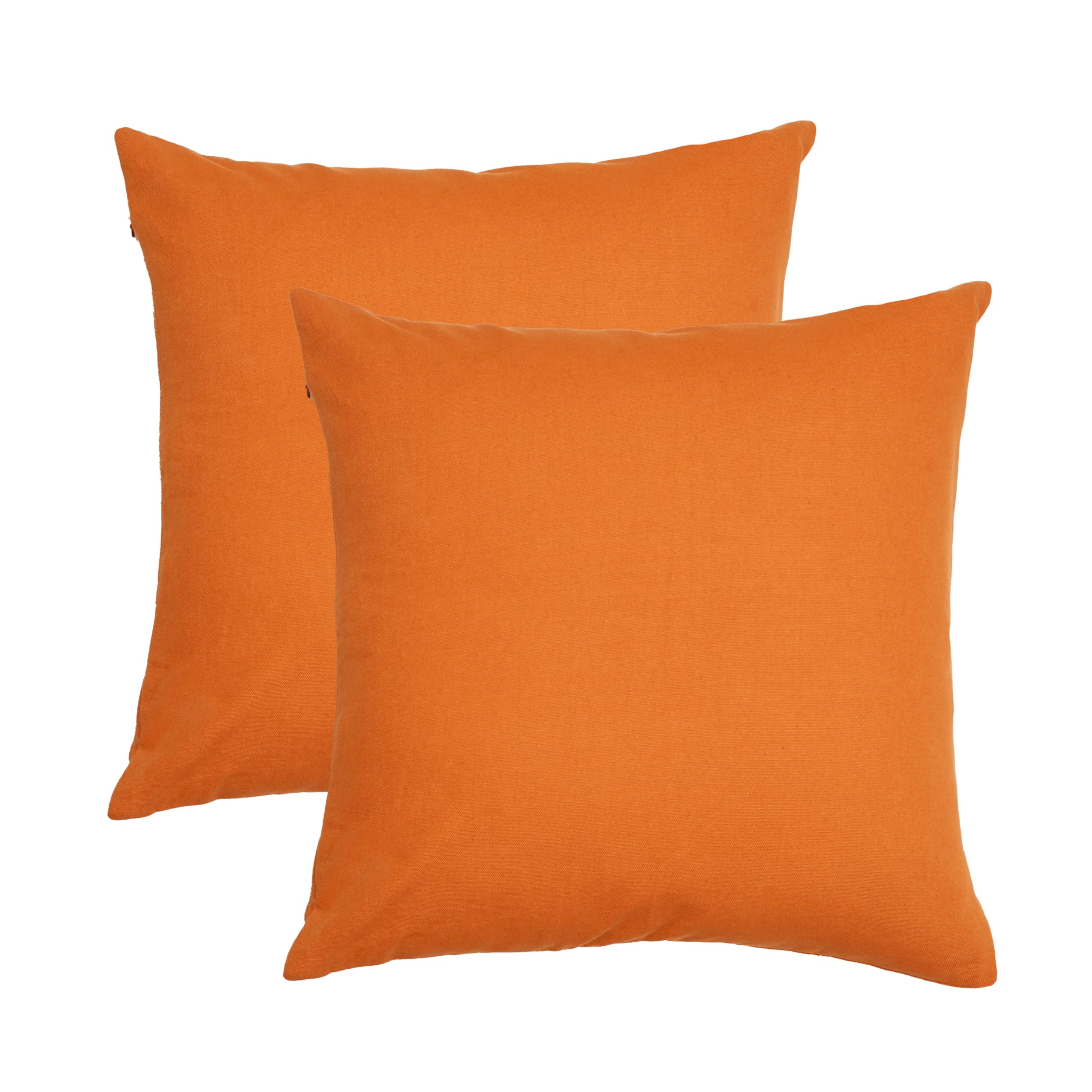 RELY+ Cotton Throw Pillow Covers 20X20 Inchs Set of 2 Rust Decorative Zippered Cases for Couch Bedroom Sofa Farmhouse Living Roo