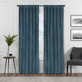 Eclipse Harper Velvet Rod Pocket Curtains for Bedroom, Single Panel, 50 in x 84 in, Teal