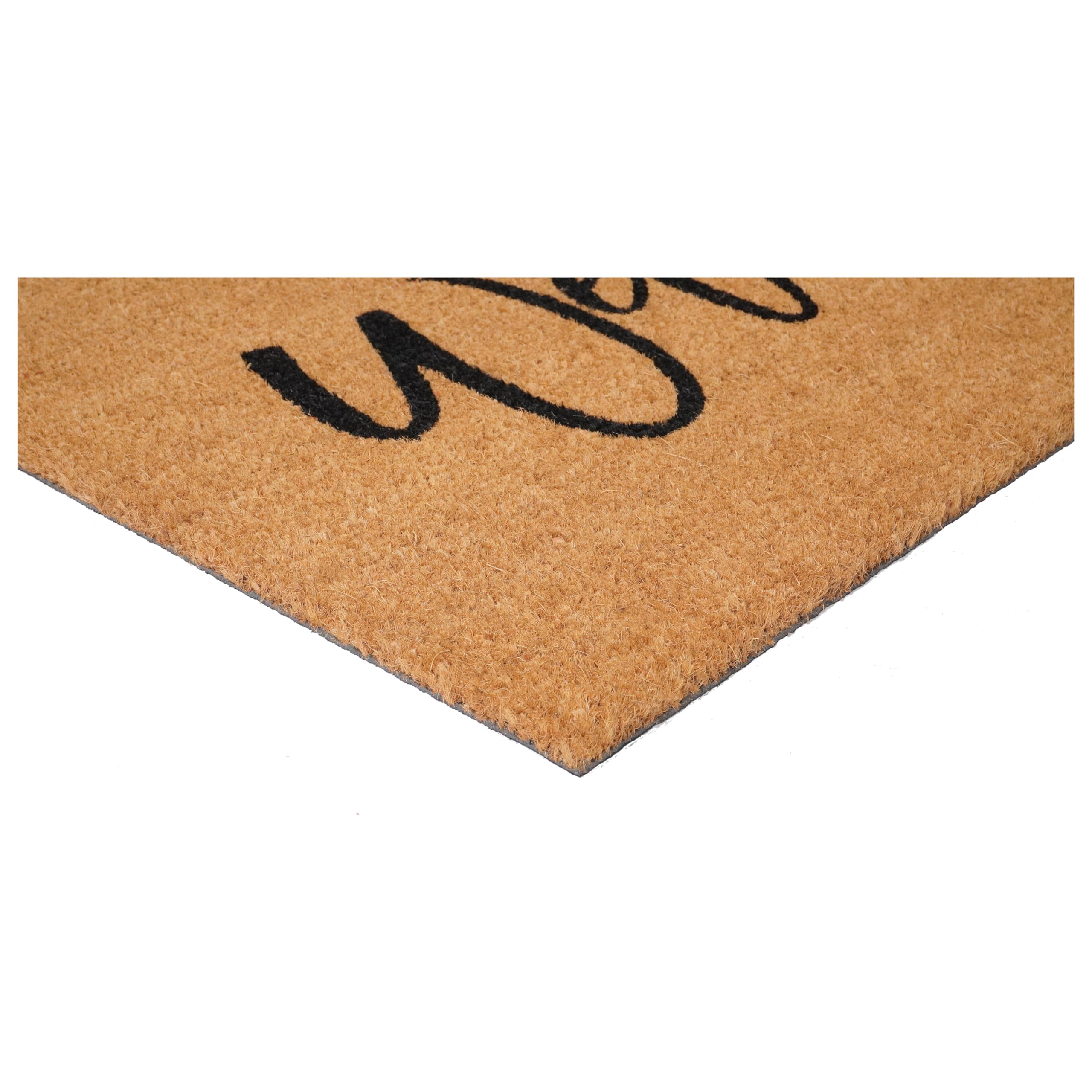 Calloway Mills Cursive Welcome Doormat (Tan/Black, 17' X 29')