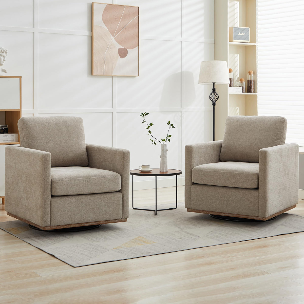 Aoiy & Wifon 30.7' W Swivel Accent Chair Set Of 2, Mid Century Modern Swivel Chairs For Living Room, Comfy Small Accent Chair,