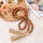 Omishe Wood Bead Garland With Tassels, 59In Wooden Beads Garland, Decorative Beads Garland Decor, Farmhouse Beads Garland For Wa