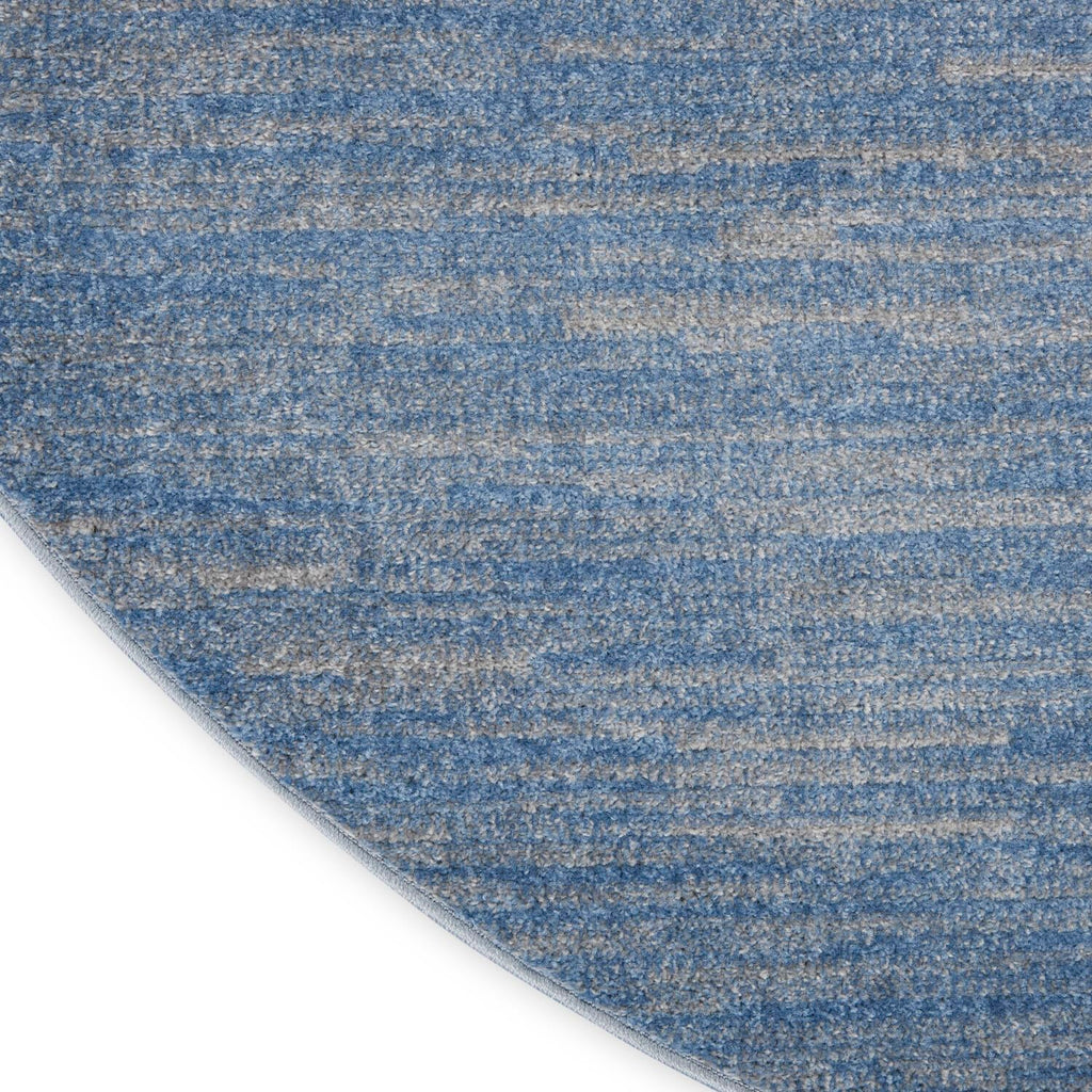 Nourison Essentials Indoor/Outdoor Blue/Grey 6' X Round Area -Rug, Easy -Cleaning, Non Shedding, Bed Room, Living Room, Dining Room, Backyard, Deck, Patio (6 Round)
