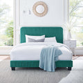 Modway Celine Channel Tufted Performance Velvet Full Platform Bed in Teal