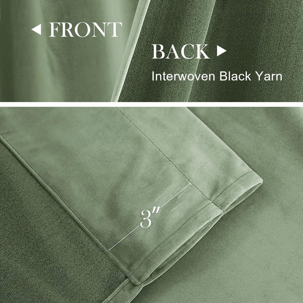 Lazzzy Sage Green Velvet Curtains Thermal Insulated Curtains 120 Inch Long Room Darkening Window Drapes For Bedroom Living Room Luxury Window Treatment 2 Panels, W62 X L120