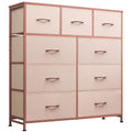 Wlive 9-Drawer Dresser, Fabric Storage Tower For Bedroom, Hallway, Entryway, Closet, Tall Chest Organizer Unit With Fabric Bins, Steel Frame, Wood Top, Easy Pull Handle, Pink