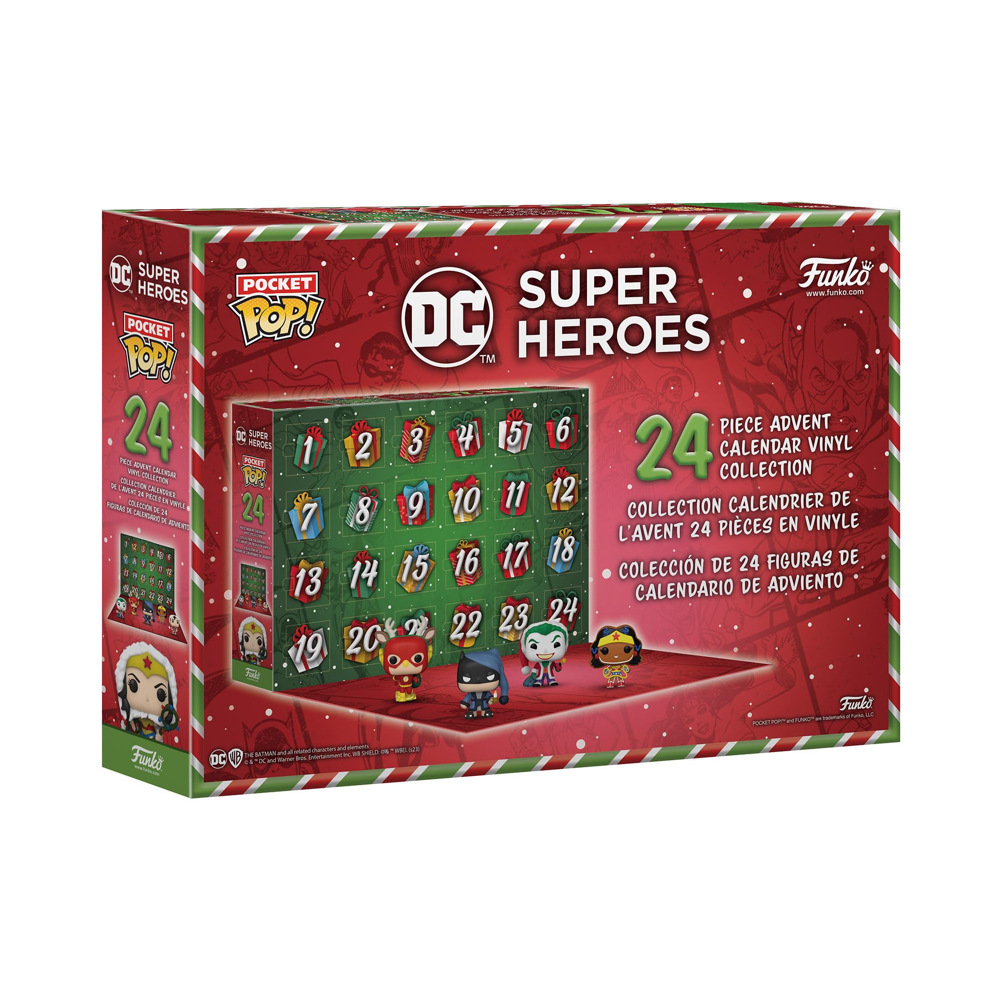 Funko Advent Calendar: DC Super Heroes 2023 - Superman - 24 Collectible Vinyl Figures - Multicolor - Model 73077 - Holiday Gift for Kids