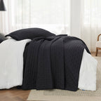 Bedsure King Size Quilt Set, Soft Ultrasonic King Quilt Bedding Set, Clover King Bedspread, Lightweight Bedding Coverlet For All Seasons (Includes 1 Black Quilt, 2 Pillow Shams)