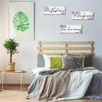 3 Pieces Eucalyptus Greenery Wooden Wall Sign Bless Family Food Love Plaque Botanical Leaf Wood Sign Green Leaves Rustic Sign Pl