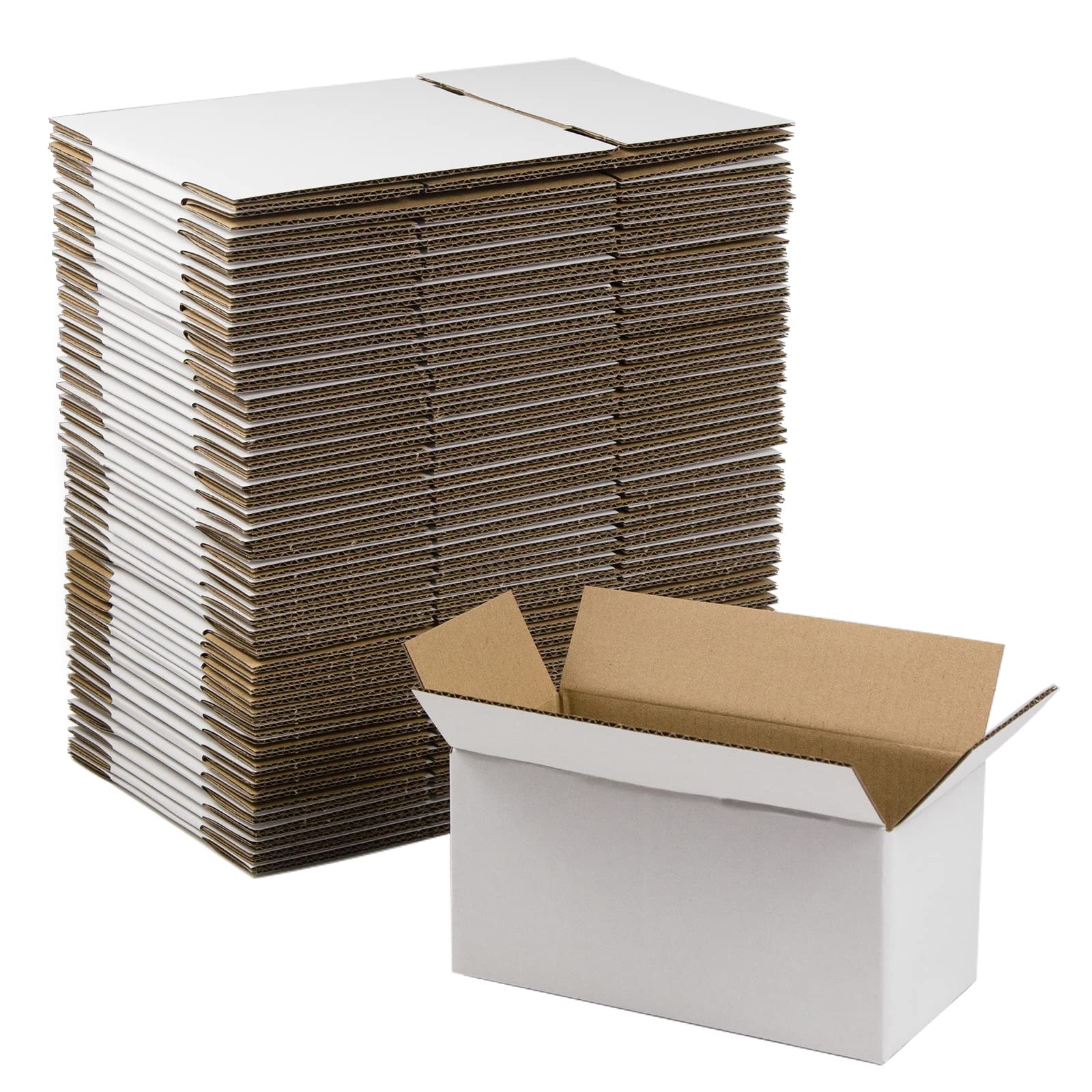 Sunlph 50 Pack 8X4X4 Inches Shipping Boxes, Small Corrugated Cardboard Boxes For Mailing And Packing, White