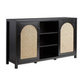 Walker Edison Modern Arched Rattan 2-Door Sideboard, 58 Inch, Black