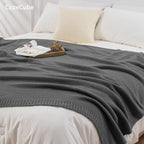 Cozecube Dark Grey Throw Blanket For Bed, Soft Cozy Cable Knit Throw Blanket For Twin Bed, Lightweight Warm Decorative Farmhouse