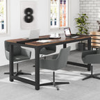 Tribesigns 70.8”Executive Desk, Large Office Computer Desk With Thicken Frame, Modern Simple Workstation Business Furniture For Home Office, Vintage Brown/Black