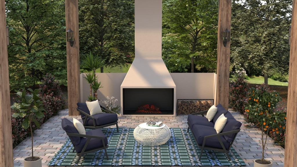 Mad Mats Geometric Outdoor Rug, Reversible Plastic Mat (2.5' X 6', Dark Periwinkle)