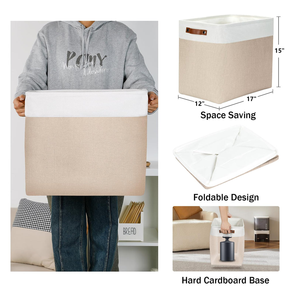 Dullemelo Large Storage Baskets For Organizing, Canvas Storage Bins Big Baskets With Handles For Shelf Clothes Empty Gift Basket