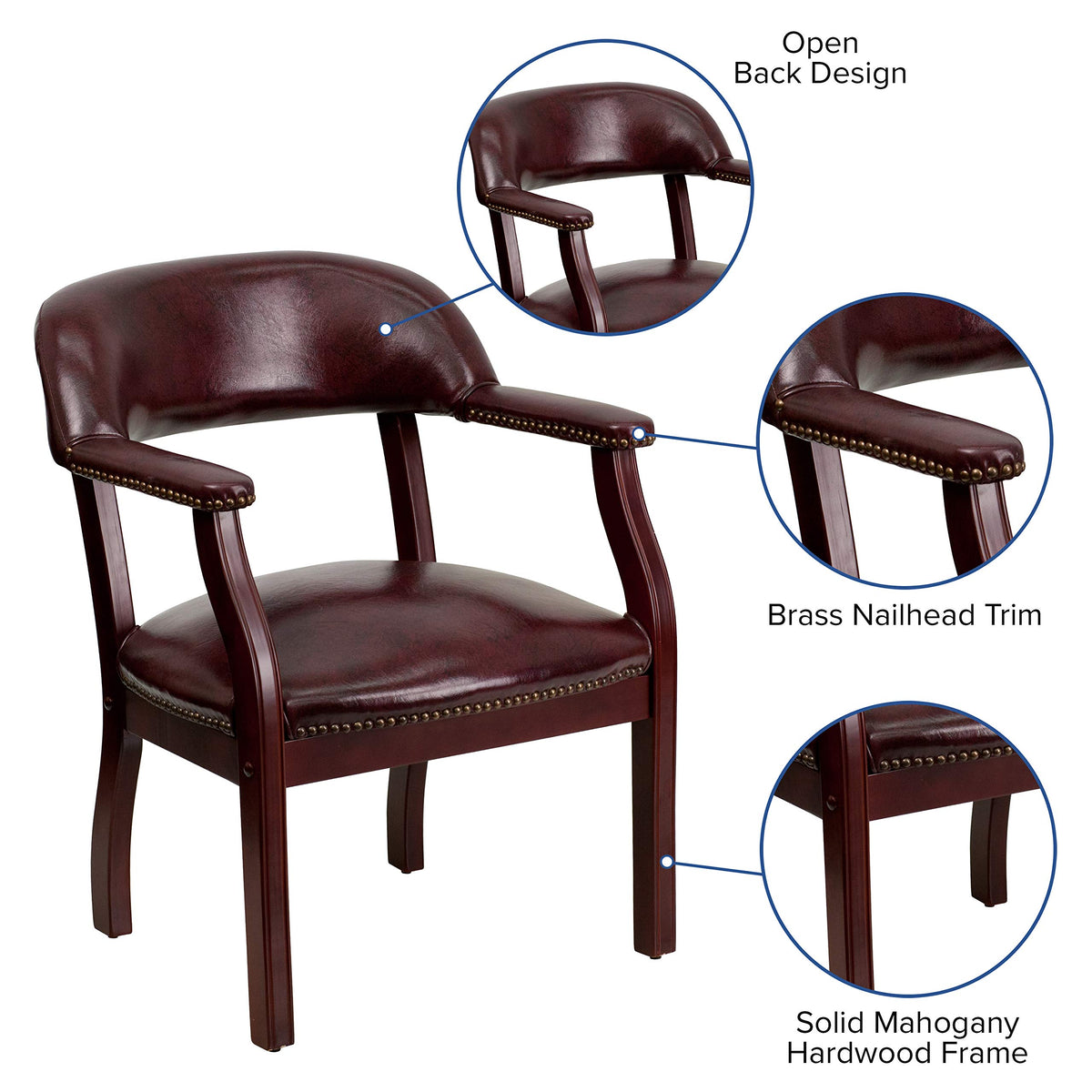 Flash Furniture Diamond Oxblood Vinyl Luxurious Conference Chair with Accent Nail Trim