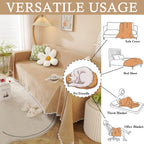 Handontime Khaki Loveseat Covers Couch Cover For Dogs Cats Solid Sofa Covers For 3 Cushion Couch Machine Washable Couch Covers For Sectional Sofa L Shape Chenille Sofa Slipcover Soft, 71' X150'