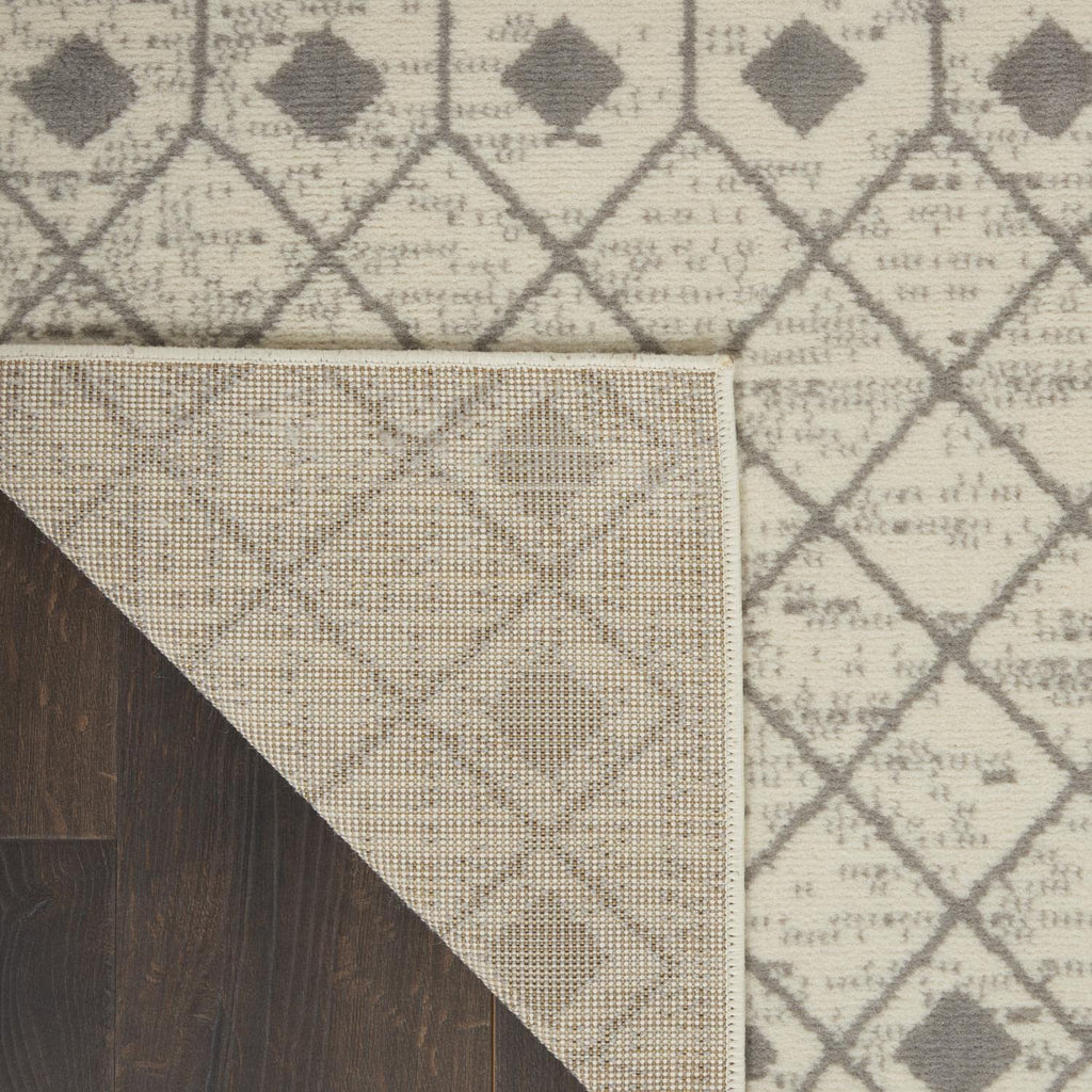 Nourison Grafix Moroccan Ivory/Grey 5'3' X 7'3' Area Rug, Easy Cleaning, Non Shedding, Bed Room, Living Room, Dining Room, Kit
