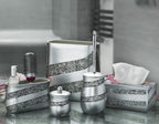 Creative Scents Silver Mosaic Qtip Holder - Decorative Cotton Ball Jar - Durable Resin Cotton Swab Dispenser - Beautiful Bathroo