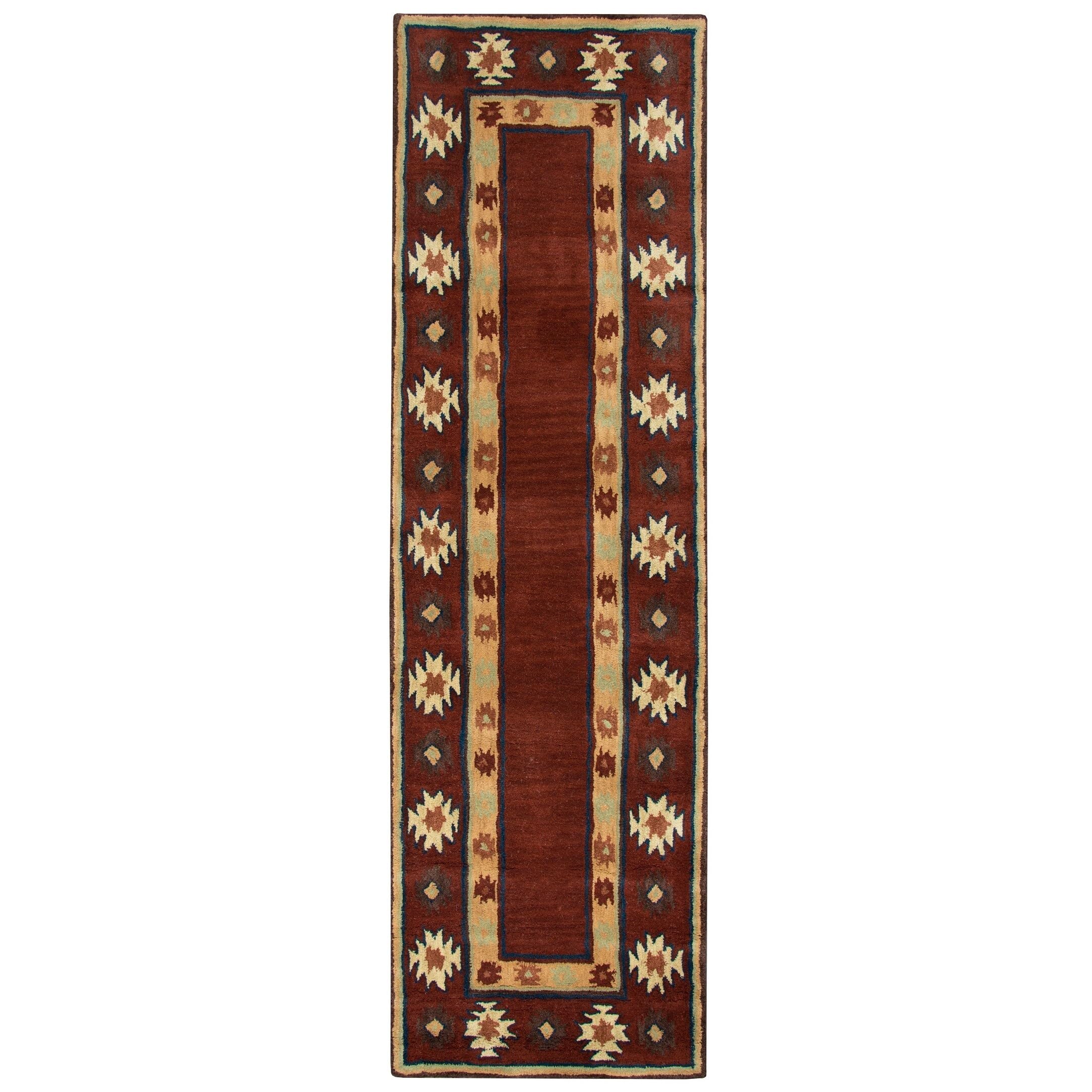 Rizzy Home Alora Decor Ryder 2'6" X 8' Tribal Burgundy/Tan/Rust/Navy/Sage Hand-Tufted Rug