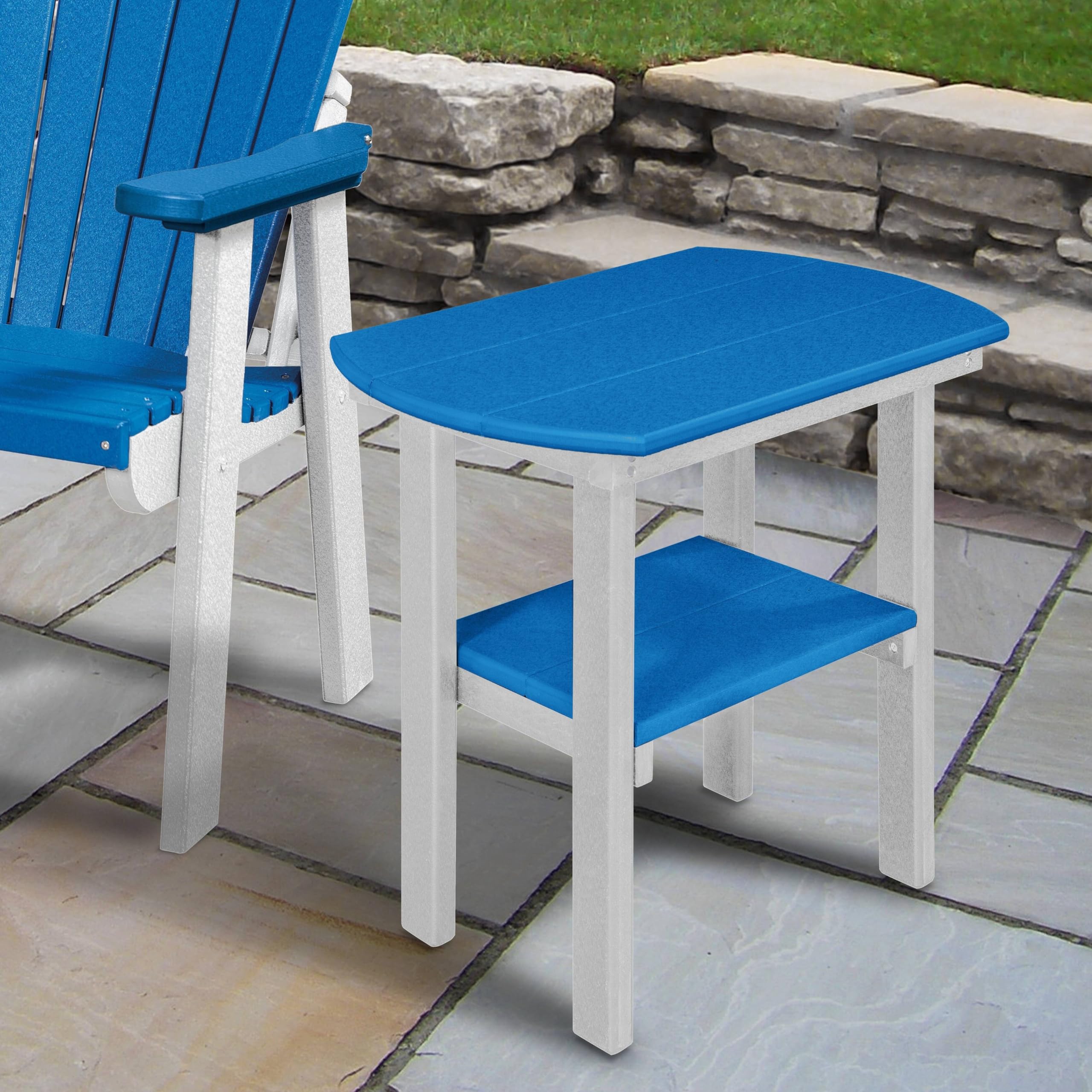 American Furniture Classics 525BW Oval End Table, Blue and White