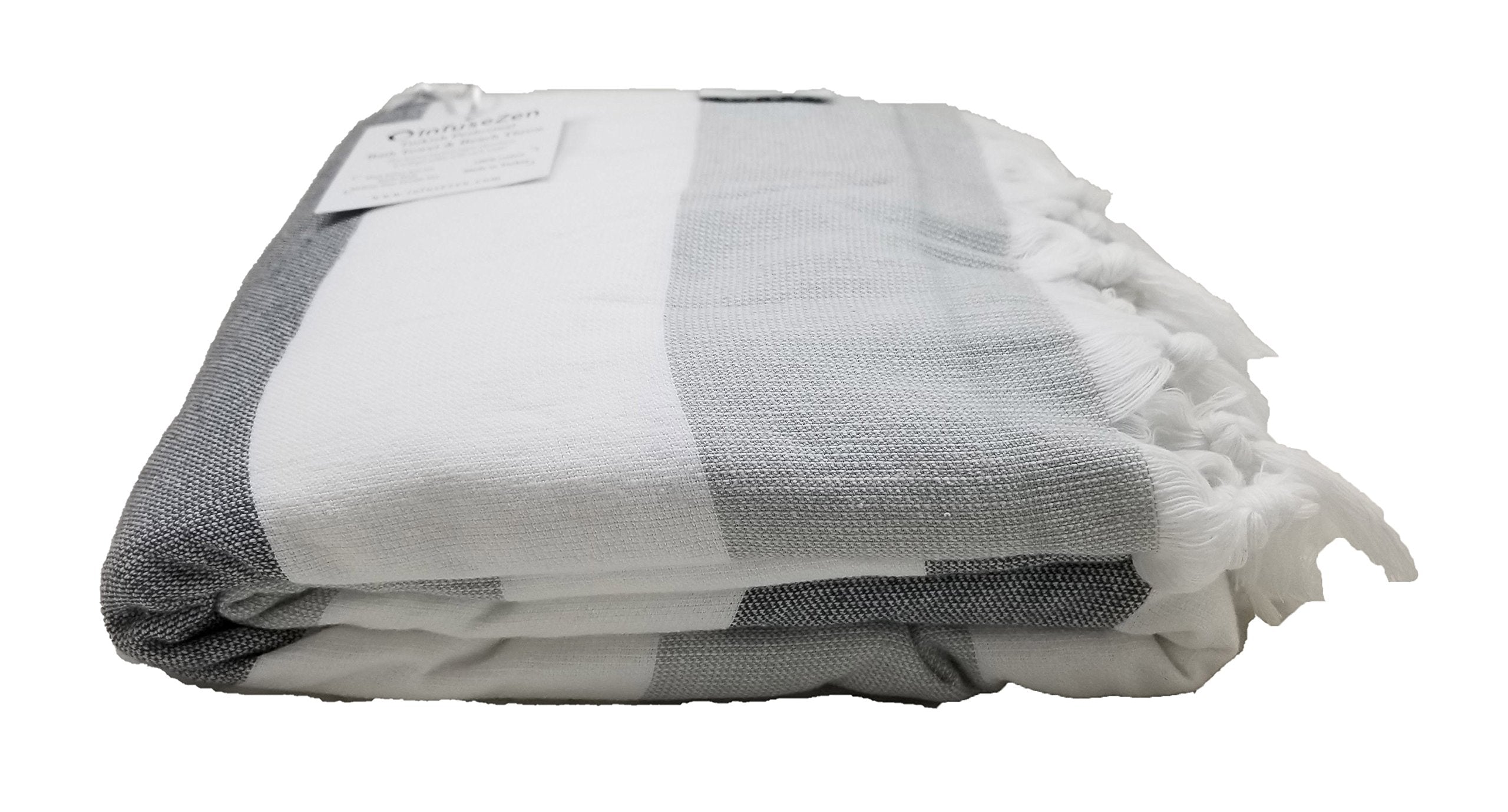Infusezen Soft Terryback Large Turkish Towel, Striped Terry Backed Peshtemal Bath Towel, Gym And Beach Towel, Thin Oversized Ham