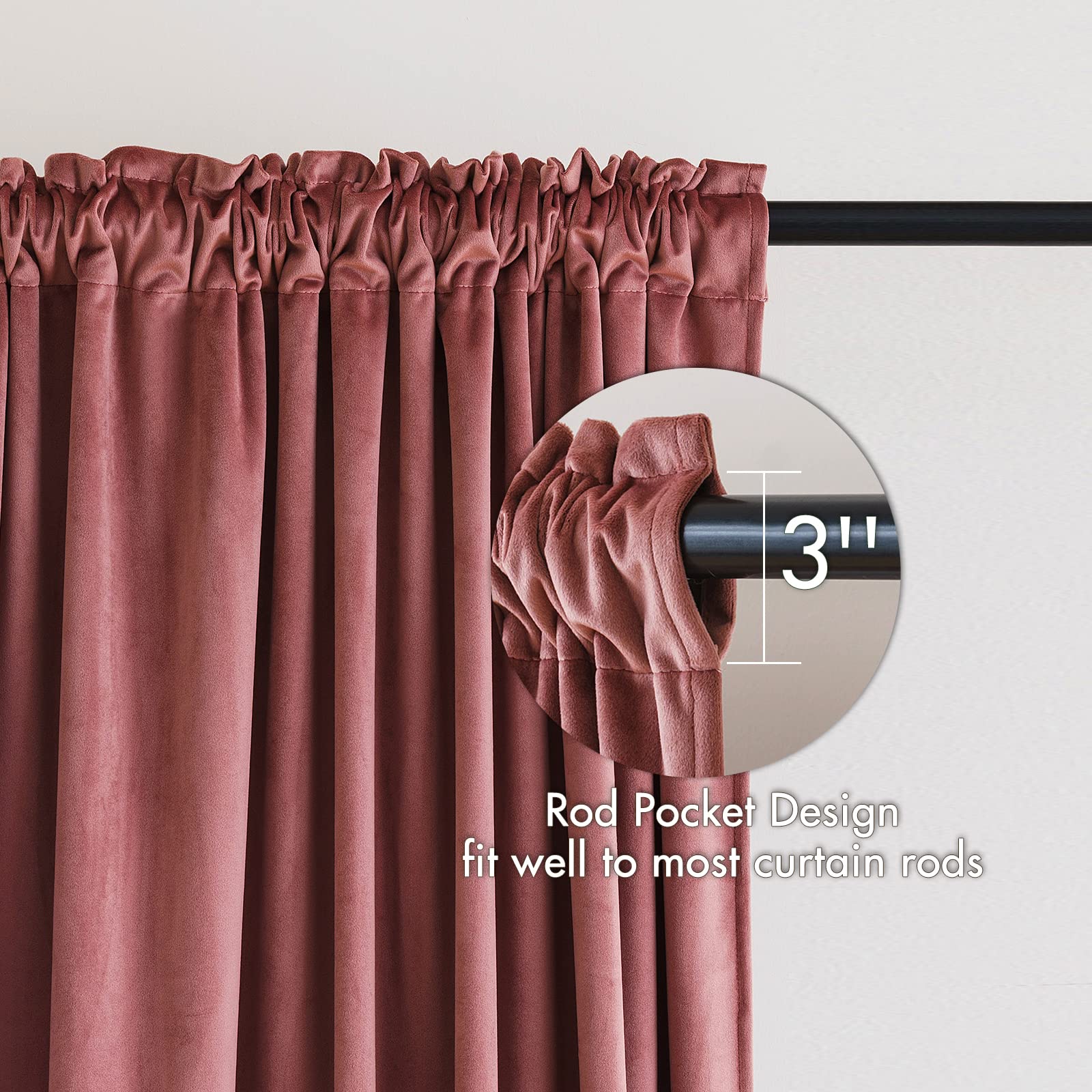 Miulee Dusty Rose Pink Velvet Curtains Thermal Insulated Blackout Curtain Drapes For Bedroom Living Room Darkening 63 Inches Long Curtains Panels Rod Pocket Set Of 2