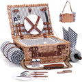 Picnic Basket with Blanket and Wine Pouch for 2 Wicker Picnic Set with Insulated Liner Cooler Bag Hamper for Camping,Wedding,Val