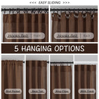 Cocoa Brown Linen Back Tab Curtains 72 Inches Long 2 Panels Set For Guest Room - Modern Country Rod Pocket Semi Sheer Privacy Drapes Hooks Belt Pleated Light Filtering Playroom Curtains
