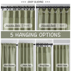 Donren Sage Green Linen Back Tab Curtains 84 Inches Long 2 Panels Set For Bedroom - Modern Farmhouse Hooks Belt Pleated Semi Privacy Drapes Shabby Chic Pocket Light Filtering Window Curtains
