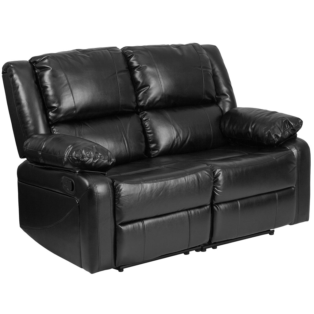Flash Furniture Harmony Series Black Leathersoft Loveseat With Two Built-In Recliners