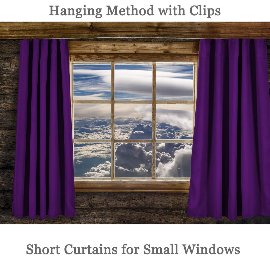 Donren Royal Purple Small Window Room Darkening Curtain Tiers - Thermal Insulated Window Treatment Rod Pocket Curtains (42 By 36 Inch,2 Panels)