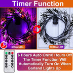 Halloween Garland Purple & Orange Lights Halloween Decorations,6 Ft 54 Led Halloween Willow Vine Twig Timer 8 Modes Remote Contr