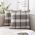 CARRIE HOME 26 x 26 European Pillow Covers Set of 2 Brown Tartan Euro Pillow Covers 26x26 Farmhouse Decorative Throw Pillow Cove