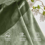 Lazzzy Sage Green Velvet Curtains Thermal Insulated Curtains 120 Inch Long Room Darkening Window Drapes For Bedroom Living Room Luxury Window Treatment 2 Panels, W62 X L120