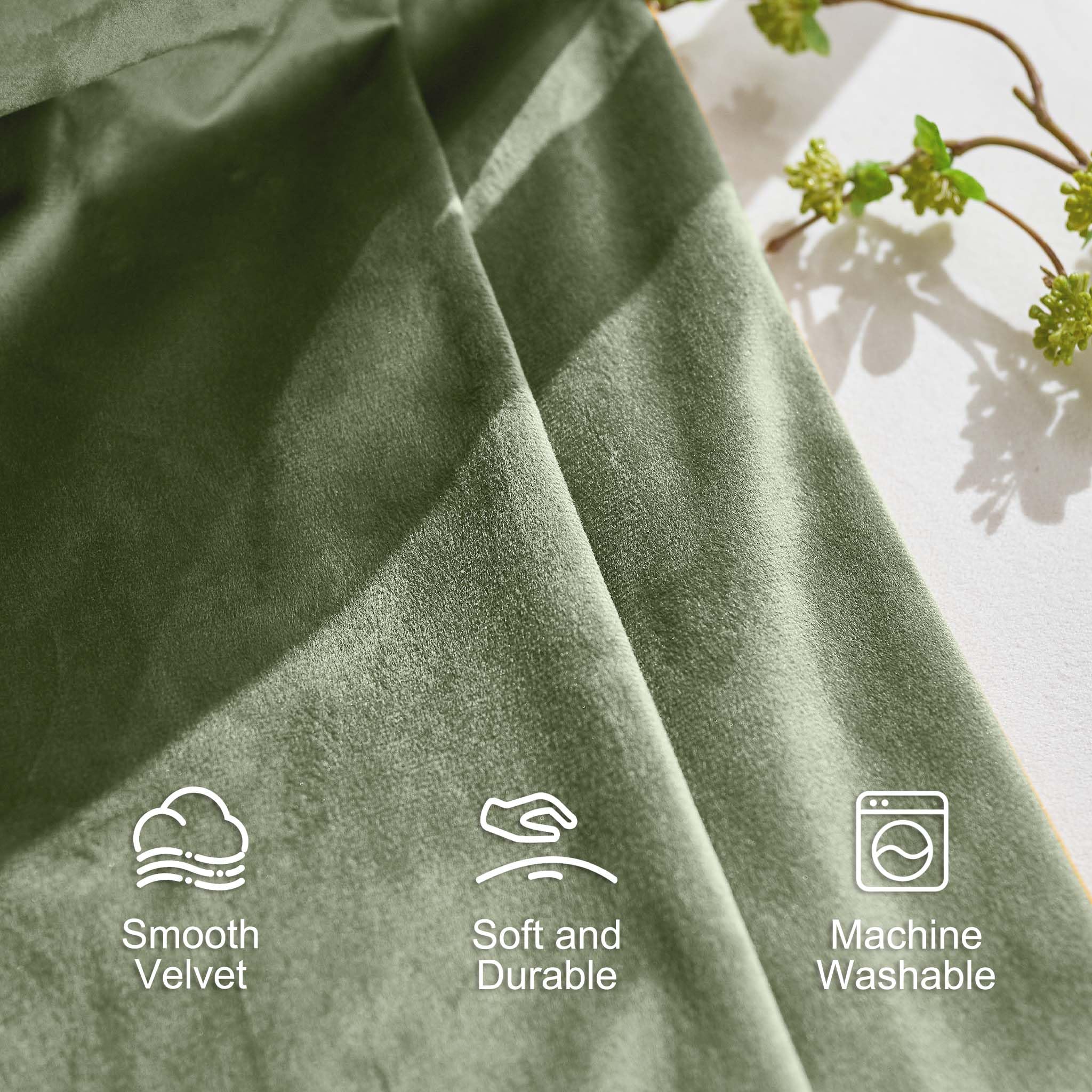 Lazzzy Sage Green Velvet Curtains Thermal Insulated Curtains 120 Inch Long Room Darkening Window Drapes For Bedroom Living Room Luxury Window Treatment 2 Panels, W62 X L120