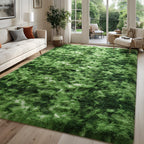 FALARK Large Soft Area Rugs for Bedroom Living Room, 6x9 ft Dark Green Tie-Dyed Fluffy Rug Carpets for Girls Kids Room, Shaggy F