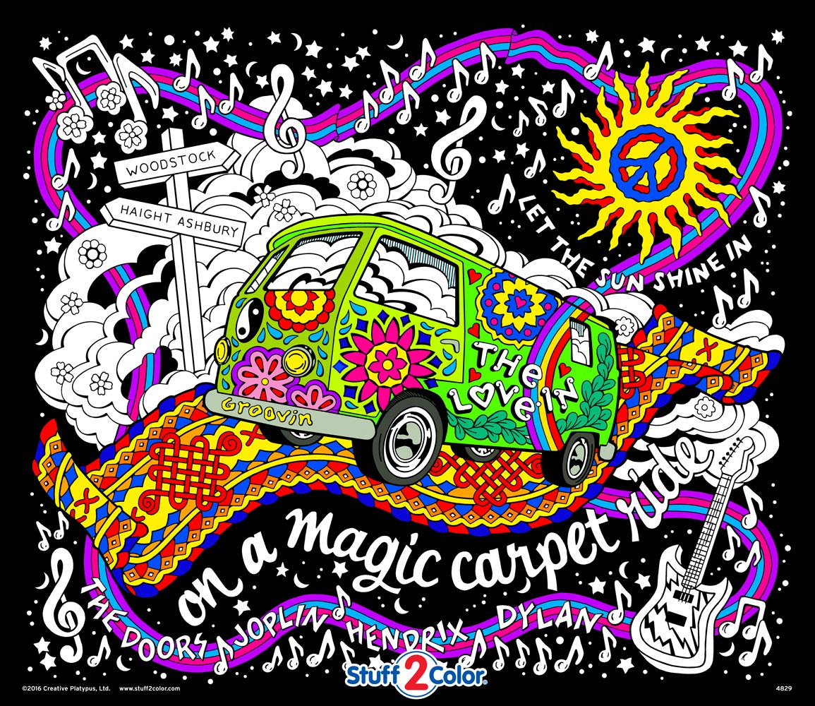 Stuff2Color Magic Love Bus - Giant Fuzzy Velvet Coloring Poster