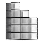 Songmics Shoe Boxes, Pack Of 12 Shoe Storage Organizers, Stackable Clear Plastic Boxes For Closet, Sneakers, 9.9 X 13.7 X 7.4 Inches, Fit Up To Us Size 13, Transparent And Black Ulsp007B12