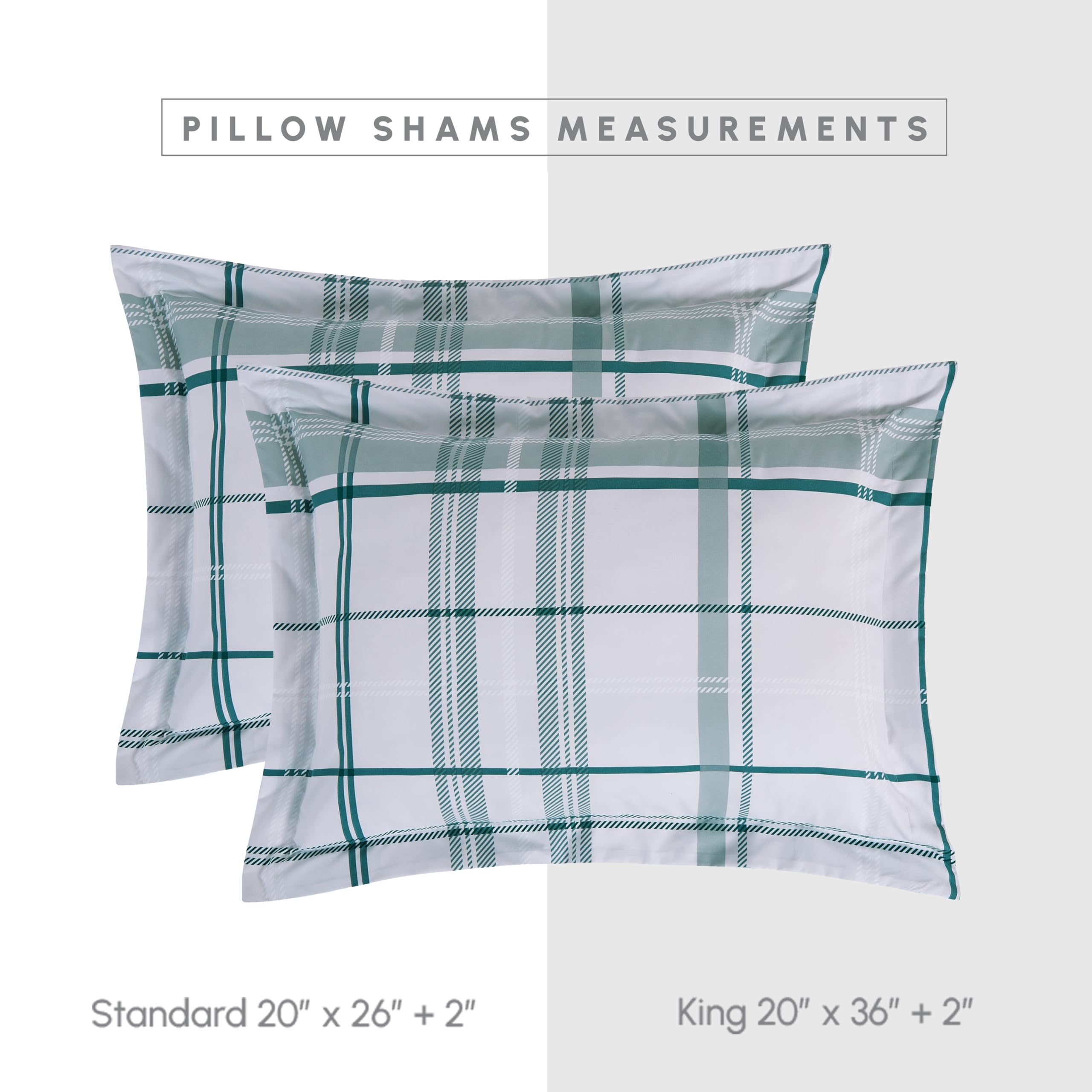 Elegant Comfort Silky Soft 8-Piece Plaid Lodge Bed-In-A-Bag Comforter Set, Includes 4Pc Smart Sheet Set, Comforter, Decorative Pillow, Matching Pillowcases And Shams - Full/Queen, Sage